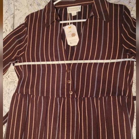 Loveriche NWT Brown Striped dress size e L - Picture 9 of 10
